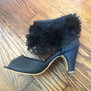 Black lace dress heels open toe